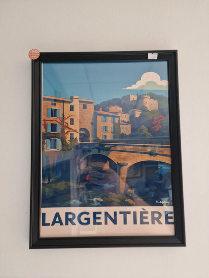 Affiche rétro Ardèche largentière encadré Vintagedison