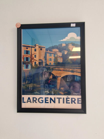 Affiche rétro Ardèche largentière encadré Vintagedison