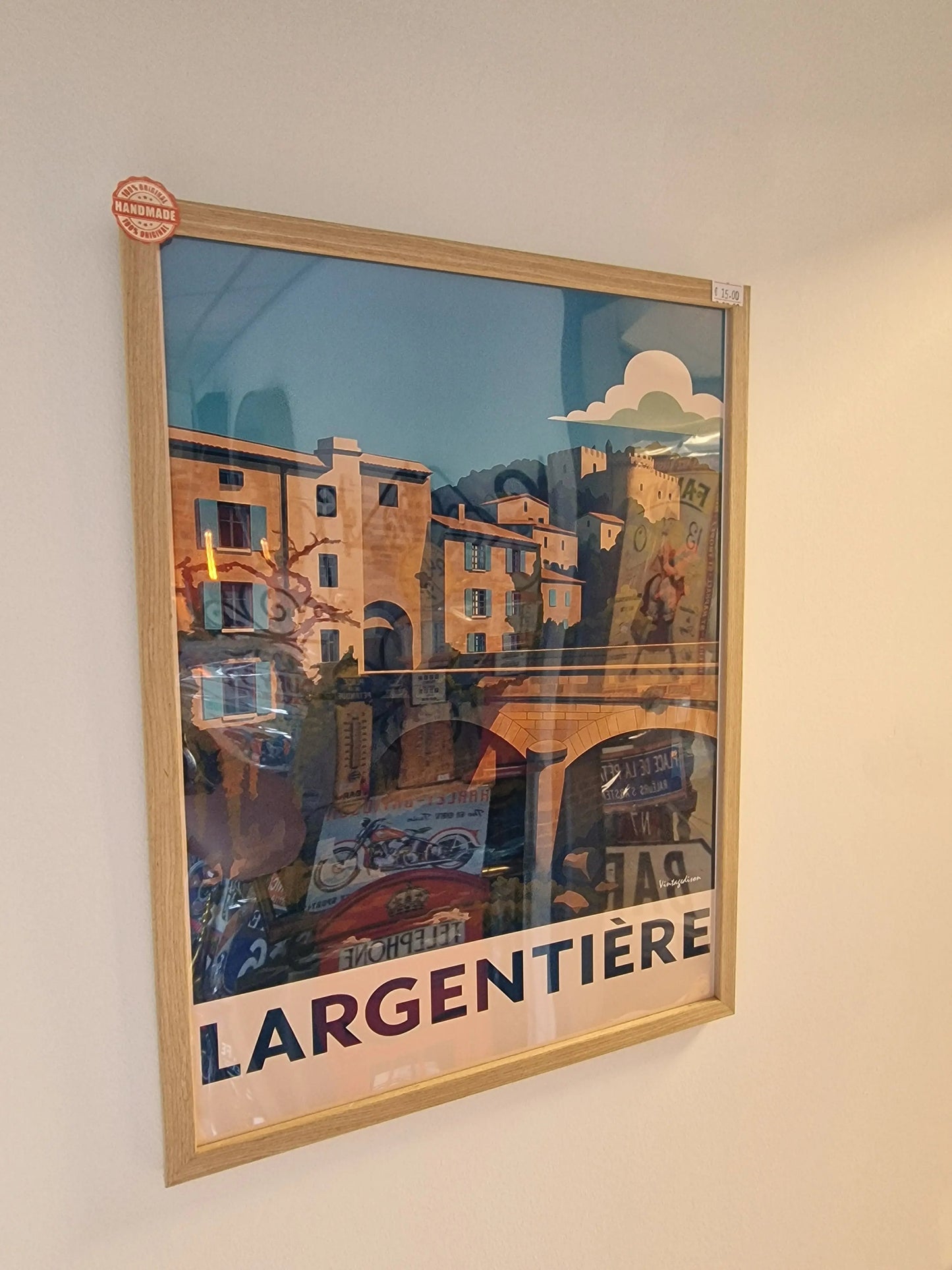 Affiche rétro Ardèche largentière encadré Vintagedison