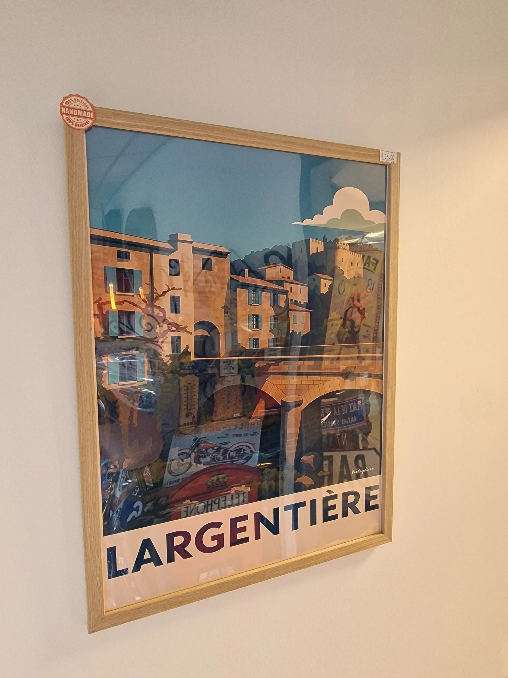 Affiche rétro Ardèche largentière encadré Vintagedison