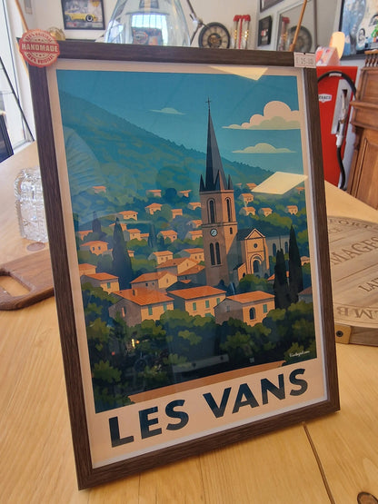 Affiche rétro Ardèche les vans encadrée Vintagedison