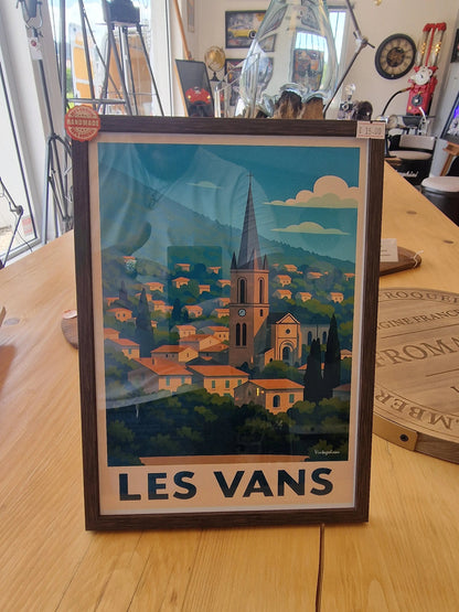 Affiche rétro Ardèche les vans encadrée Vintagedison