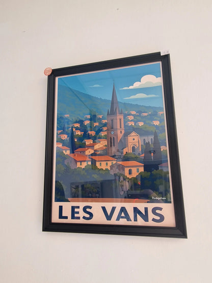 Affiche rétro Ardèche les vans encadrée Vintagedison