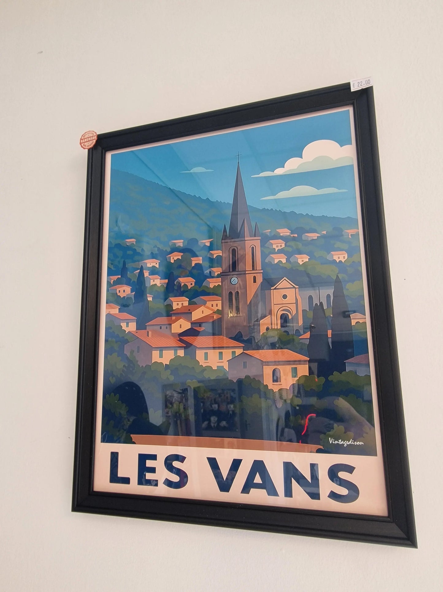 Affiche rétro Ardèche les vans encadrée Vintagedison