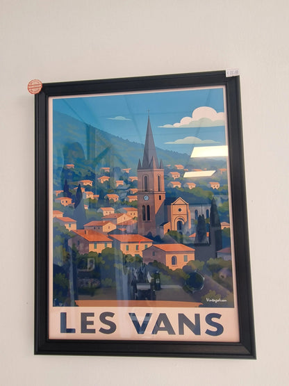 Affiche rétro Ardèche les vans encadrée Vintagedison
