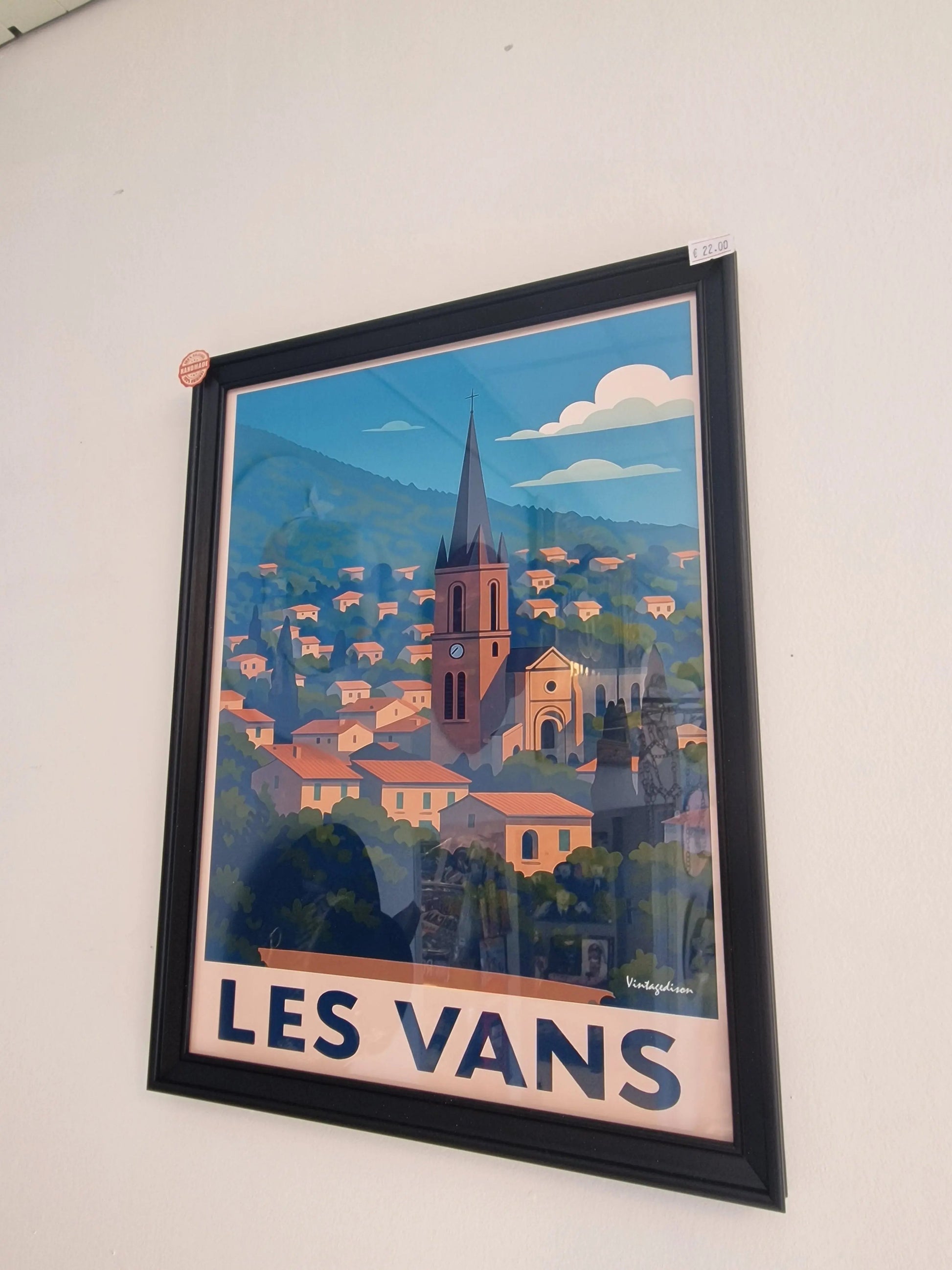 Affiche rétro Ardèche les vans encadrée Vintagedison