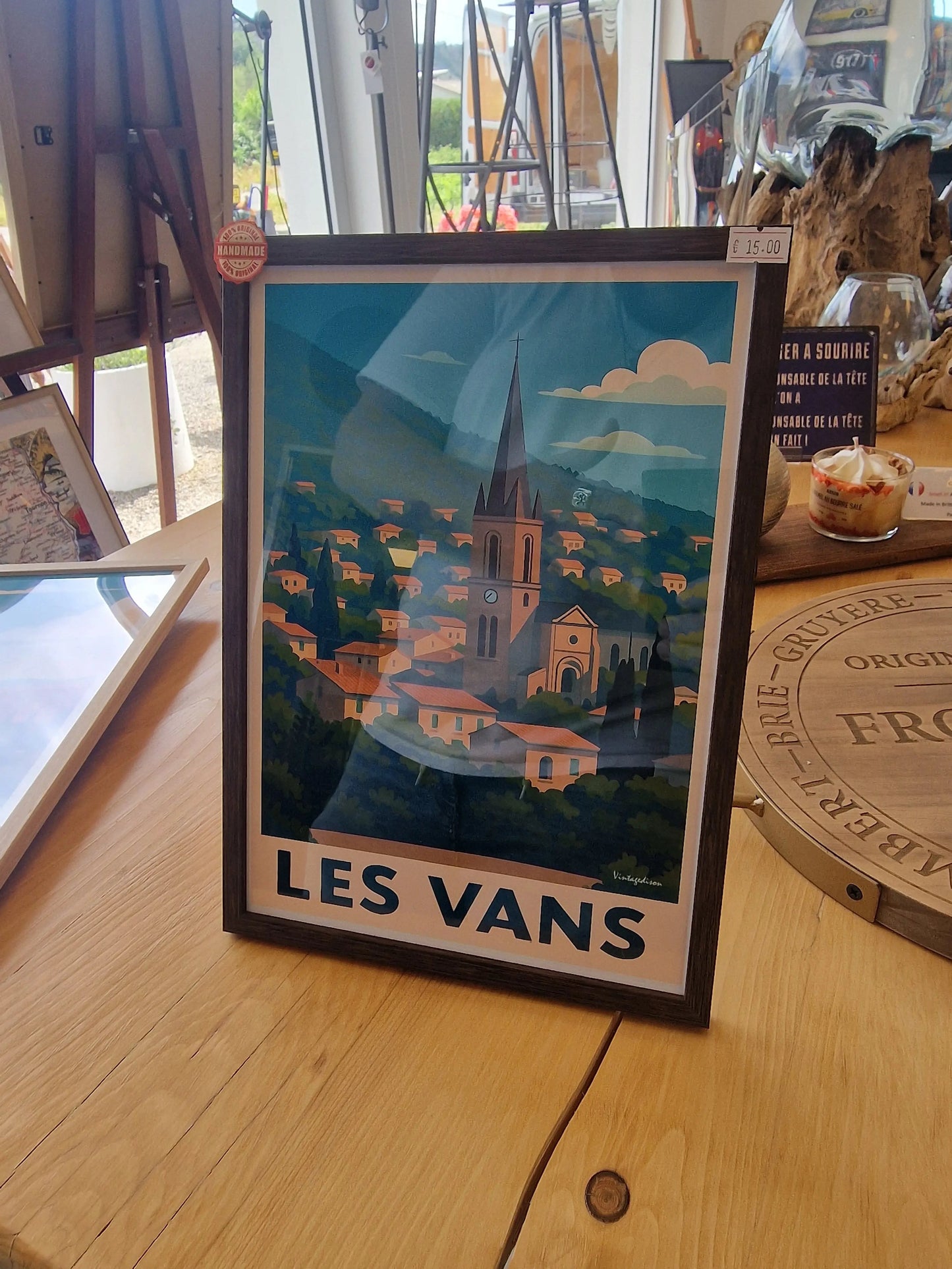Affiche rétro Ardèche les vans encadrée Vintagedison