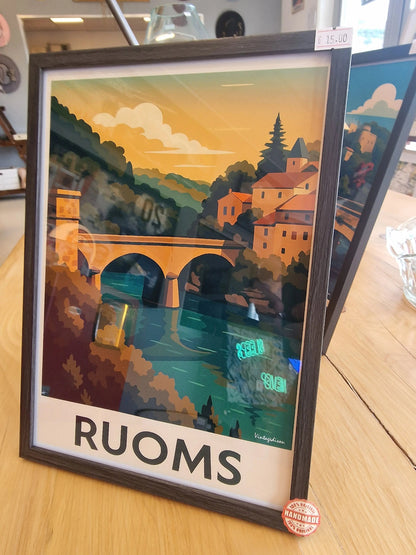 Affiche rétro Ardèche ruoms encadré Vintagedison