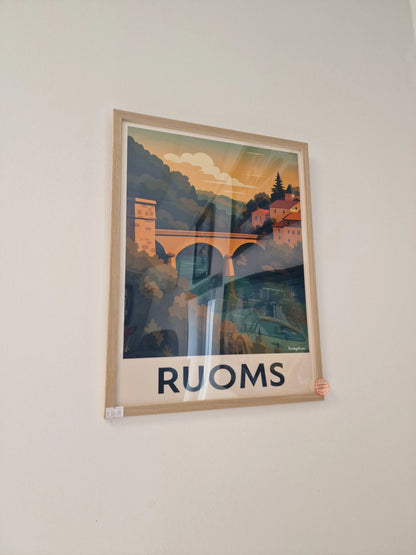 Affiche rétro Ardèche ruoms encadré Vintagedison