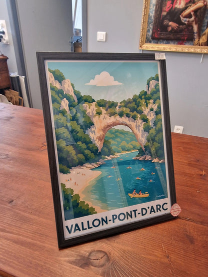 Affiche rétro Ardèche vallon-pont-d'arc Vintagedison