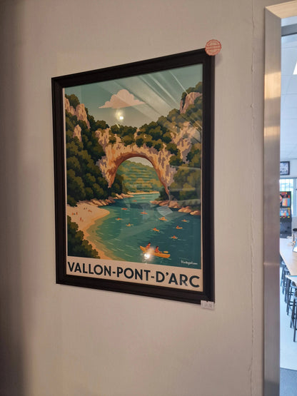 Affiche rétro Ardèche vallon-pont-d'arc Vintagedison