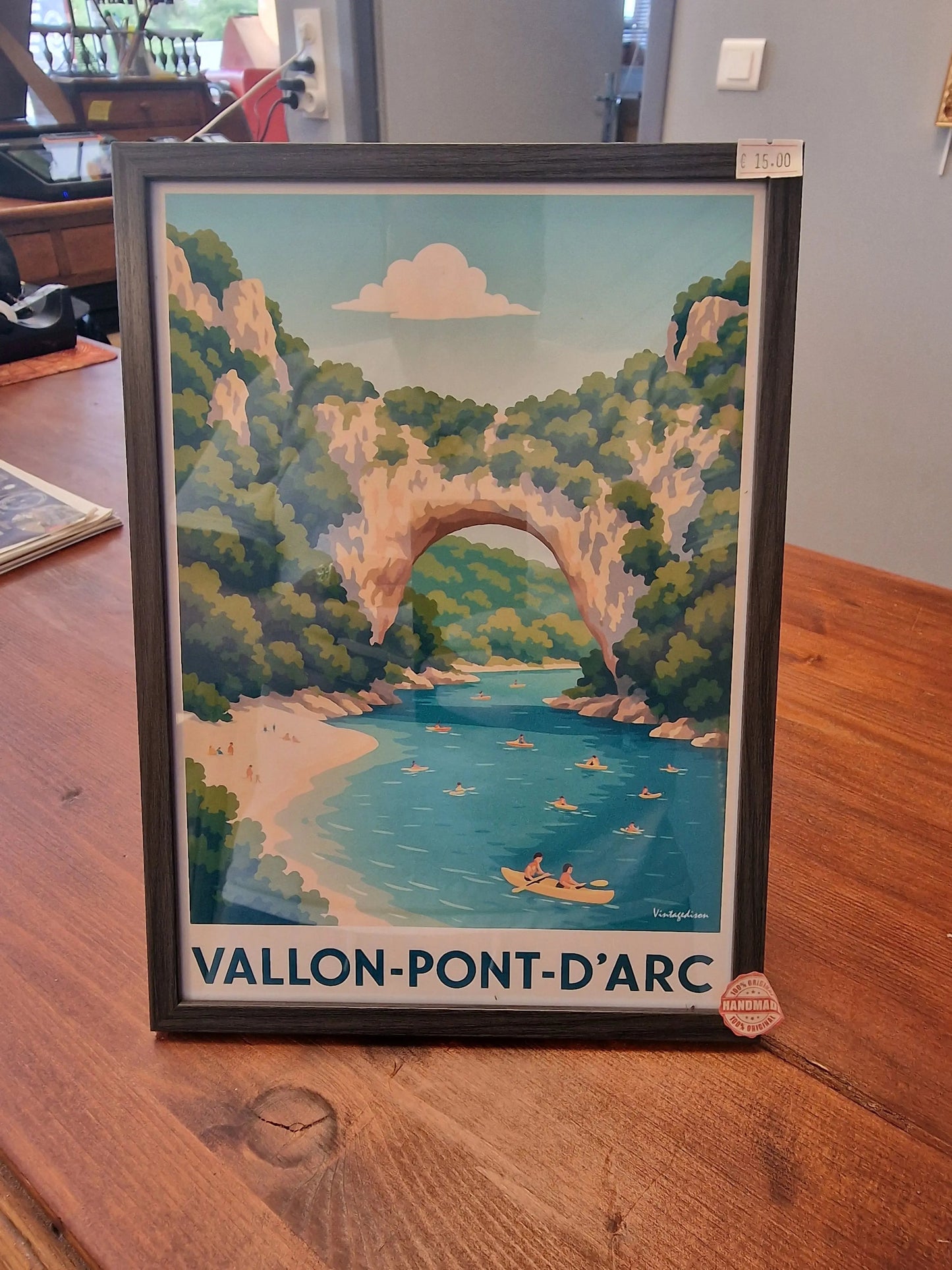 Affiche rétro Ardèche vallon-pont-d'arc Vintagedison