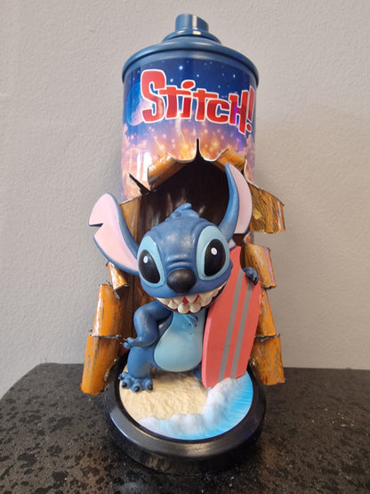 Bombe de peinture custom lilo et stitch – Figurine stitch pop culture artisanale