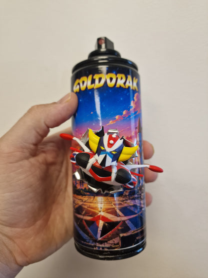 Bombe de peinture Goldorak customisée – Figurine 3D effet explosion – Déco Manga & Pop Culture
