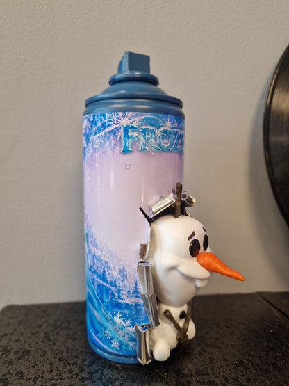 Bombe de peinture customisée La Reine des Neiges – Olaf – Décoration Frozen – Pièce unique