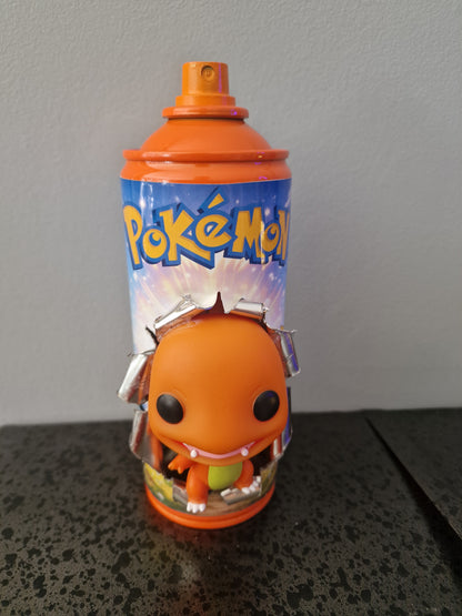 Bombe de peinture custom pokemon – Figurine salameche  pop culture artisanale
