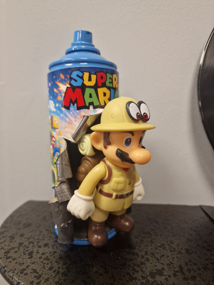 Bombe de peinture custom nintendo  – Figurine mario safari  pop culture artisanale