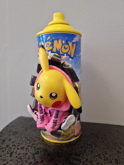 Bombe de peinture custom pokemon – Figurine pikachu rose pop culture artisanale