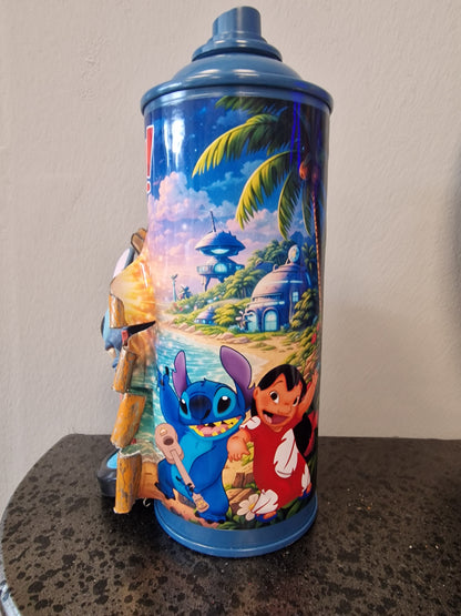 Bombe de peinture custom lilo et stitch – Figurine stitch pop culture artisanale