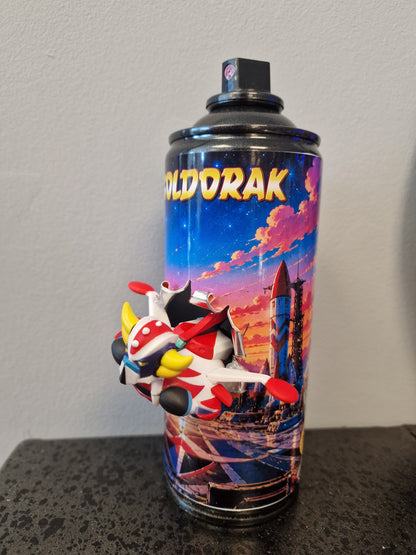 Bombe de peinture Goldorak customisée – Figurine 3D effet explosion – Déco Manga & Pop Culture