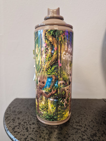Bombe de peinture custom Groot – Décoration 3D Gardiens de la Galaxie – Art urbain Pop Culture – Pièce artisanale originale