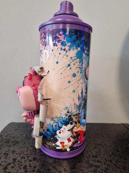 Bombe de peinture Alice au Pays des Merveilles – Chat du Cheshire – Décoration Disney customisée