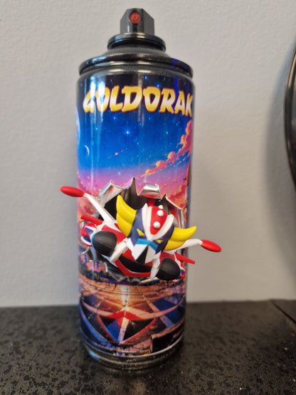 Bombe de peinture Goldorak customisée – Figurine 3D effet explosion – Déco Manga & Pop Culture