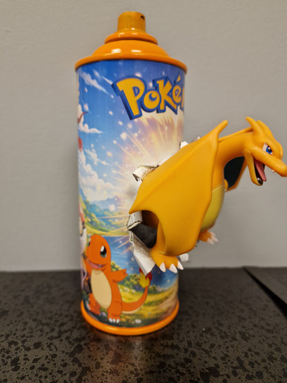 Bombe de peinture custom pokemon – Figurine dracofeu pop culture artisanale