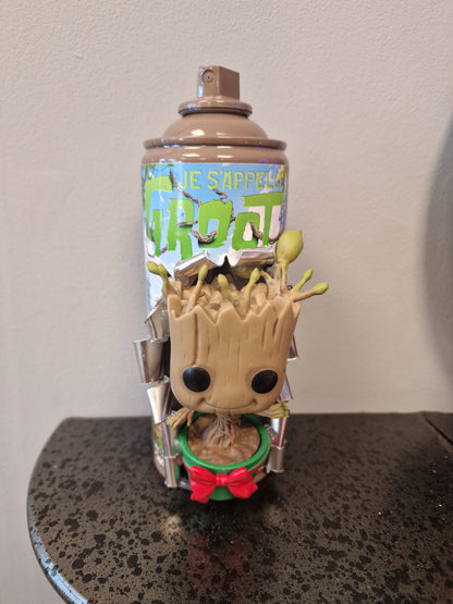 Bombe de peinture custom Groot – Décoration 3D Gardiens de la Galaxie – Art urbain Pop Culture – Pièce artisanale originale
