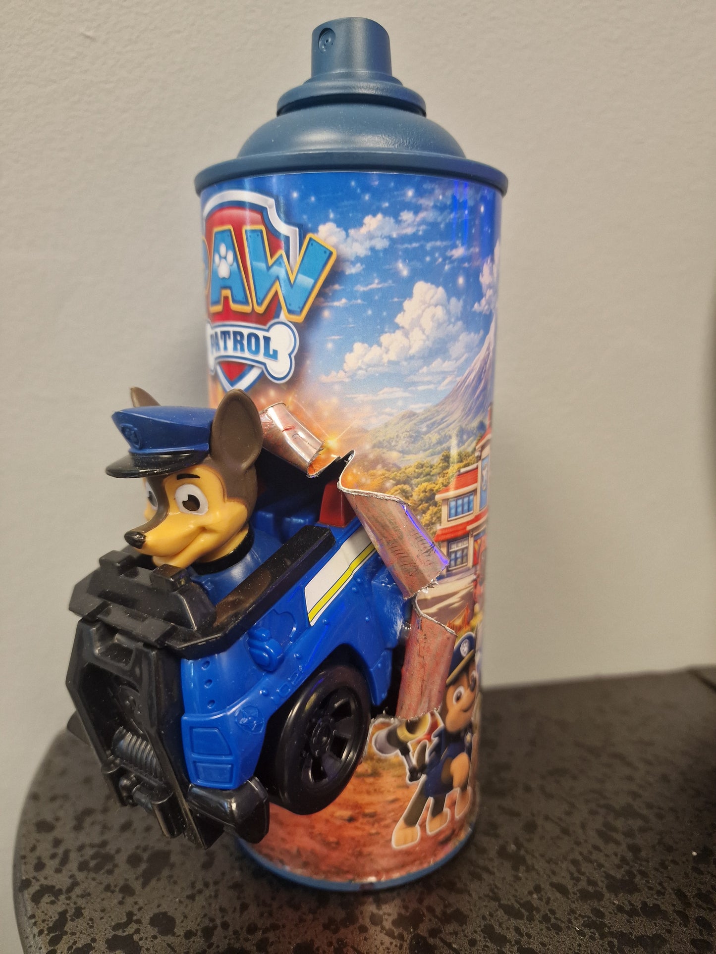 Bombe de peinture custom pat patrouille – Figurine chase pop culture artisanale