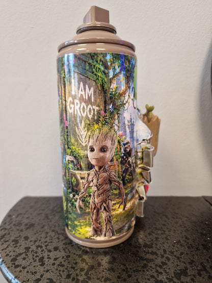 Bombe de peinture custom Groot – Décoration 3D Gardiens de la Galaxie – Art urbain Pop Culture – Pièce artisanale originale