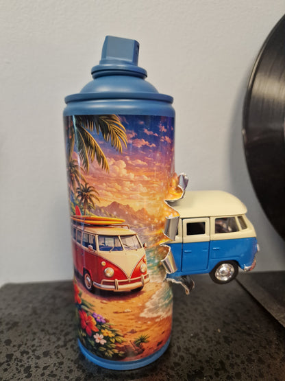 Bombe de peinture custom Volkswagen – Figurine combi pop culture artisanale