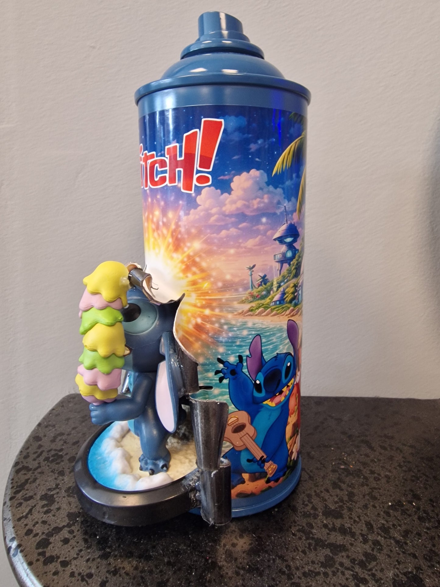 Bombe de peinture custom lilo et stitch ice cream – Figurine stitch pop culture artisanale