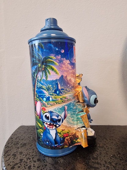 Bombe de peinture custom lilo et stitch – Figurine stitch pop culture artisanale