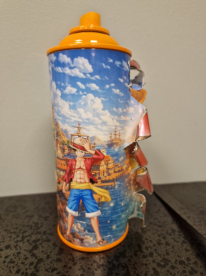 Bombe de peinture custom luffy – Figurine one piece pop culture artisanale