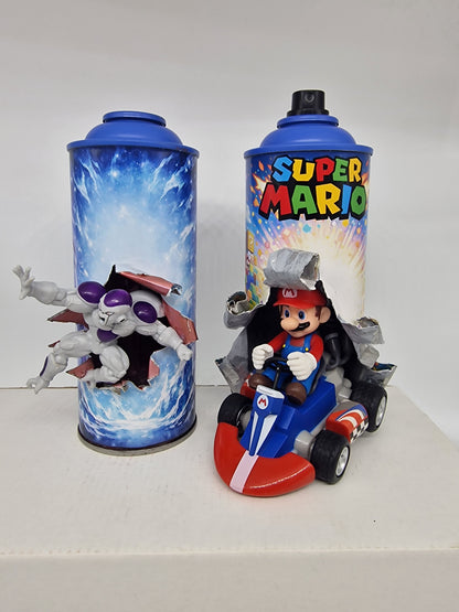 Bombe de peinture custom nintendo  – Figurine mario pop culture artisanale