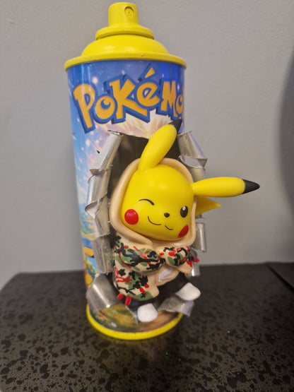 Bombe de peinture custom pokemon – Figurine pikachu pop culture artisanale