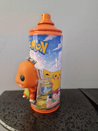 Bombe de peinture custom pokemon – Figurine salameche  pop culture artisanale