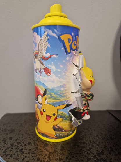 Bombe de peinture custom pokemon – Figurine pikachu pop culture artisanale