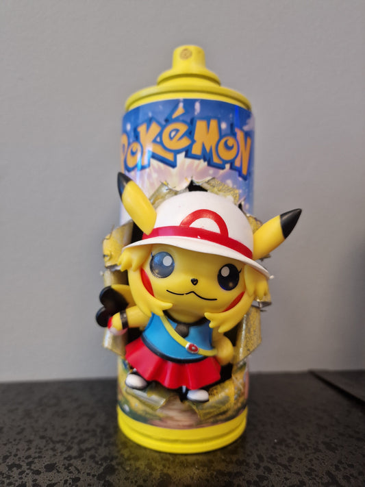 Bombe de peinture custom pokemon – Figurine pikachu  2 pop culture artisanale