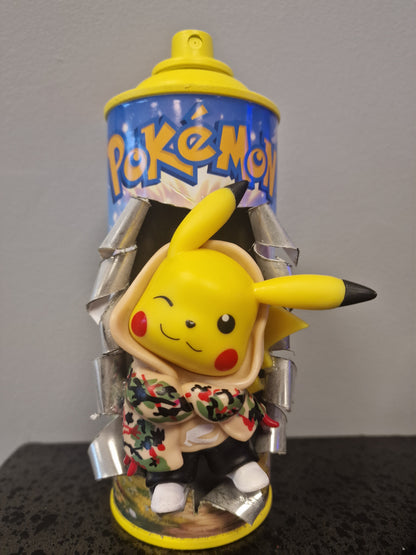 Bombe de peinture custom pokemon – Figurine pikachu pop culture artisanale