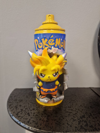 Bombe de peinture custom pokemon – Figurine pikachu sangoku pop culture artisanale