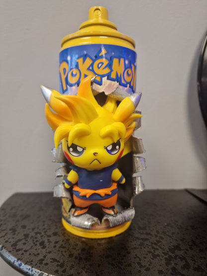 Bombe de peinture custom pokemon – Figurine pikachu sangoku pop culture artisanale