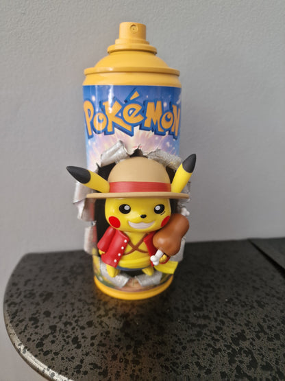 Bombe de peinture custom pokemon – Figurine pop pikachu one piece pop culture artisanale