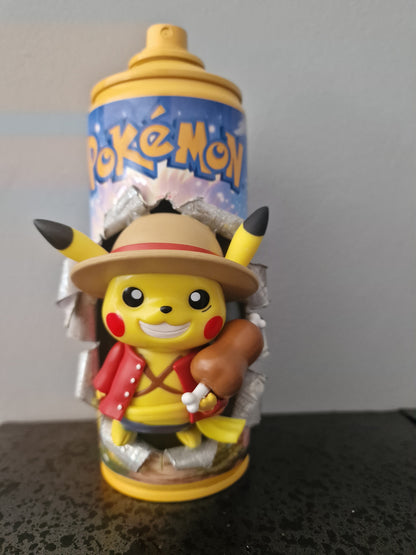 Bombe de peinture custom pokemon – Figurine pop pikachu one piece pop culture artisanale