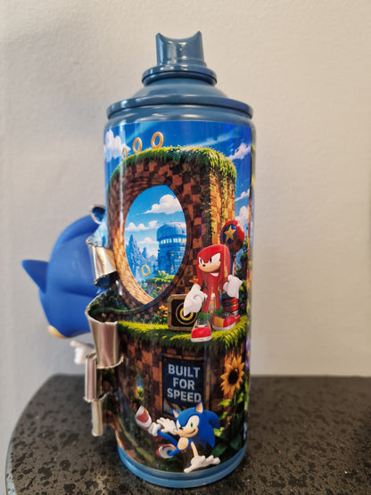 Bombe de peinture customisée Sonic – Figurine 3D effet explosion – Décoration gaming rétro SEGA