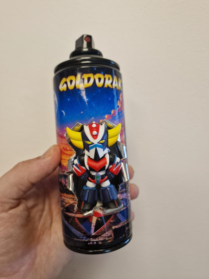 Bombe de peinture figurine Goldorak customisée – Figurine 3D effet explosion – Déco Manga & Pop Culture