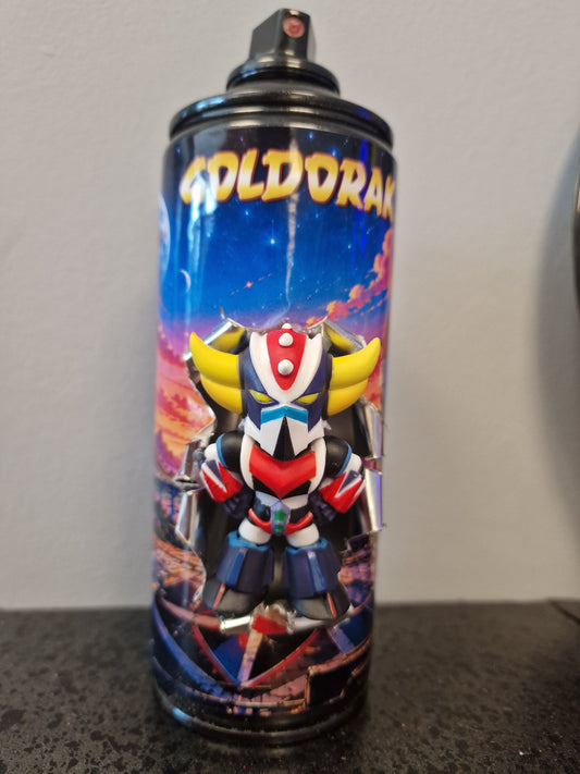 Bombe de peinture figurine Goldorak customisée – Figurine 3D effet explosion – Déco Manga & Pop Culture