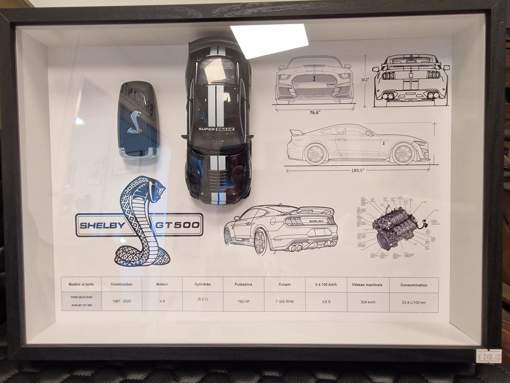 CADRE CLé  ET Réplique MUSTANG SHELBY GT500 Vintagedison