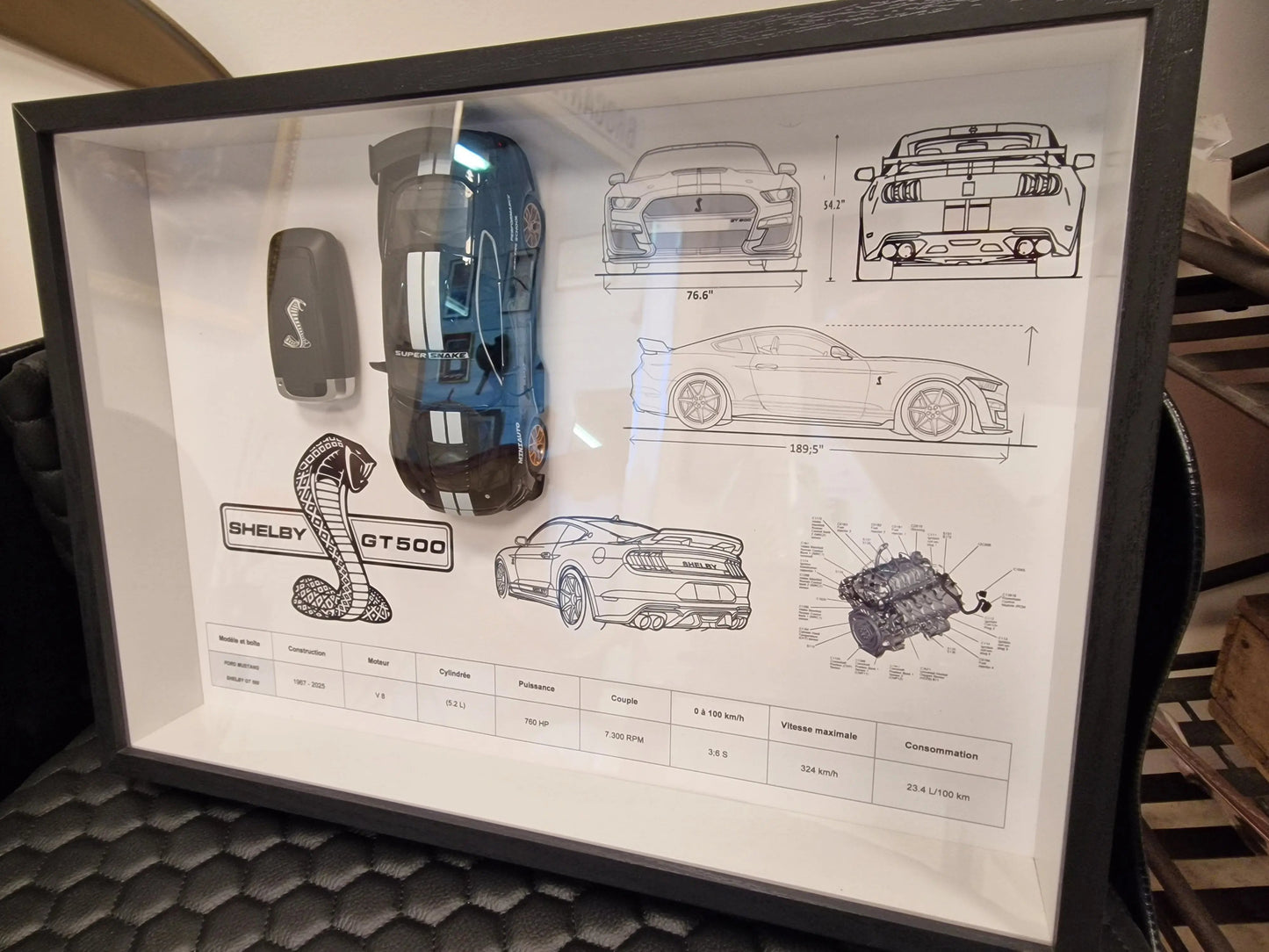 CADRE CLé  ET Réplique MUSTANG SHELBY GT500 Vintagedison